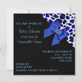 Blue Leopard Print Baby Dusche Einladung (Rückseite)