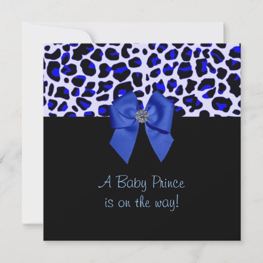 Blue Leopard Print Baby Dusche Einladung (Vorderseite)