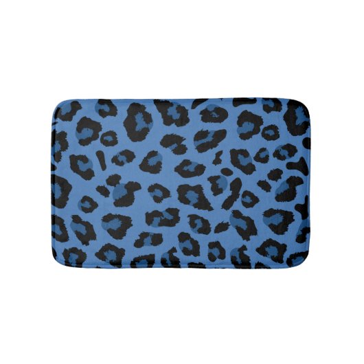 Blue Leopard Print Badematte (Vorderseite)