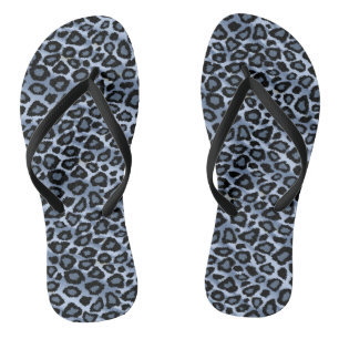 Blue Leopard Print Badesandalen