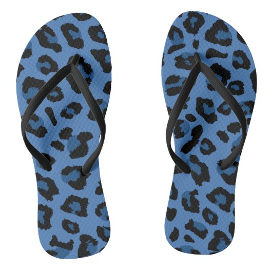 Blue Leopard Print Badesandalen (Fußbett)