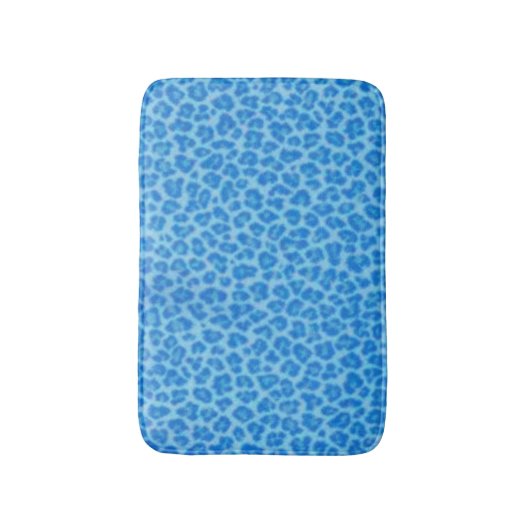 Blue Leopard Print Bath Mat Badematte (Vorderseite Vertikal)
