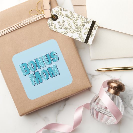Blue Leopard Print Bonus Mama Quadratischer Aufkleber (Schenken)