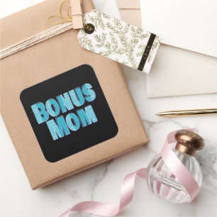 Blue Leopard Print Bonus Mama Quadratischer Aufkleber