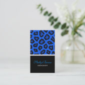 Blue Leopard Print Business Card Visitenkarte (Stehend Vorderseite)