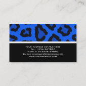 Blue Leopard Print Business Card Visitenkarte (Rückseite)