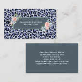 Blue Leopard Print Business Cards Visitenkarte (Vorne/Hinten)
