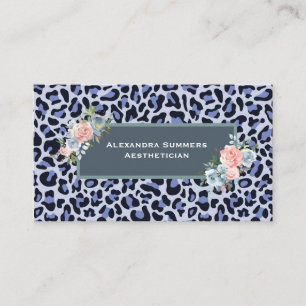 Blue Leopard Print Business Cards Visitenkarte