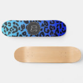 Blue Leopard Print; Chalkboard-Look Skateboard (Horizontal)
