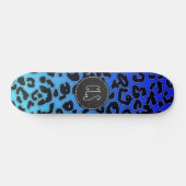 Blue Leopard Print; Chalkboard-Look Skateboard (Horizontal)