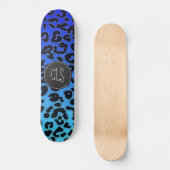 Blue Leopard Print; Chalkboard-Look Skateboard (Vorderseite)