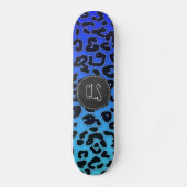 Blue Leopard Print; Chalkboard-Look Skateboard (Vorderseite)
