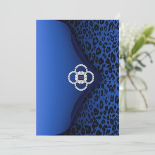 Blue Leopard Print Envelope Einladung (Stehend Vorderseite)