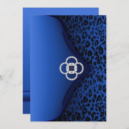 Blue Leopard Print Envelope Einladung (Vorne/Hinten)