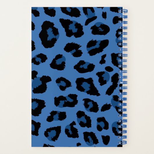 Blue Leopard Print Fun Animal Print Spiral Notizblock (Rückseite)