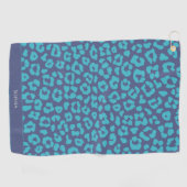 Blue Leopard Print Golfhandtuch (Horizontal)