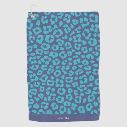 Blue Leopard Print Golfhandtuch (Vorderseite)