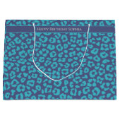 Blue Leopard Print Große Geschenktüte (Vorderseite)