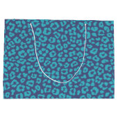Blue Leopard Print Große Geschenktüte (Rückseite)