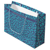 Blue Leopard Print Große Geschenktüte (Vorderseite Schrägansicht)