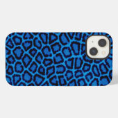 Blue Leopard Print iPhone Hülle (Rückseite (Horizontal))
