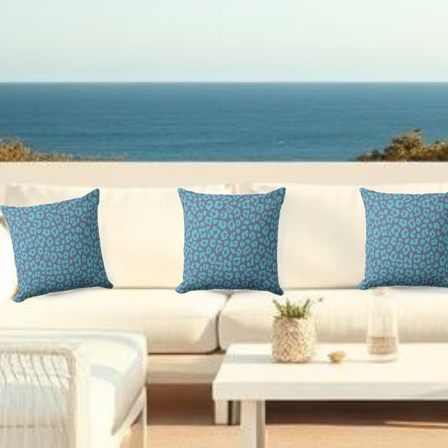 Blue Leopard Print Kissen (Blue Leopard Print Outdoor Pillow)
