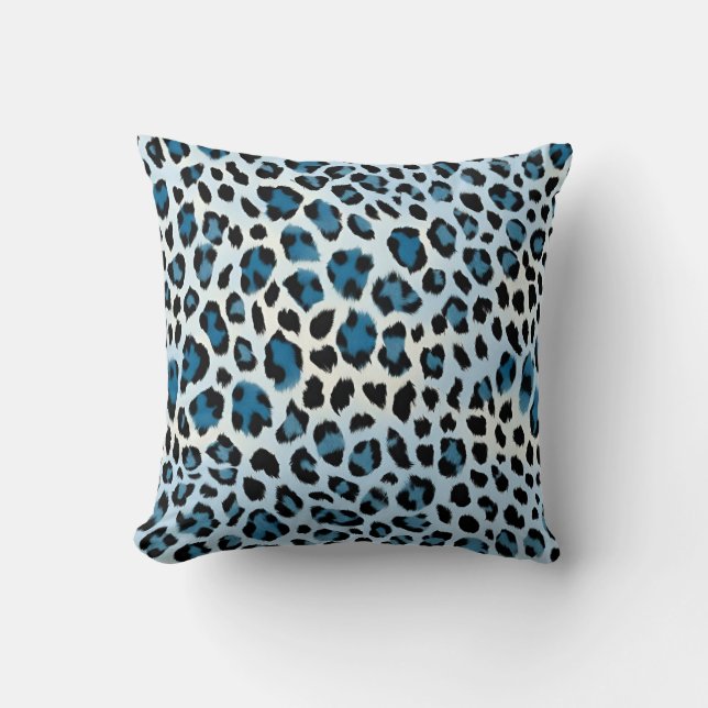 Blue Leopard Print Kissen (Vorderseite)