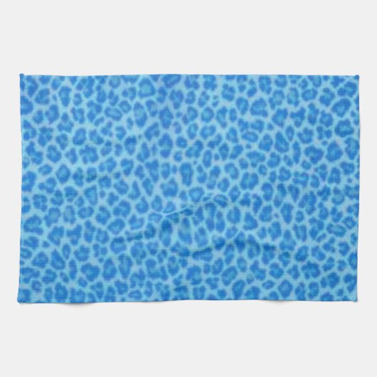 Blue Leopard Print Kitchtuch Handtuch (Horizontal)