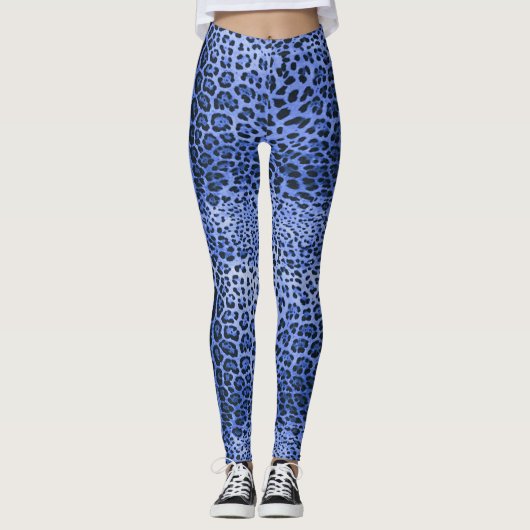 Blue Leopard Print Leggings (Vorderseite)
