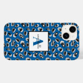 Blue Leopard Print Monogram Case-Mate iPhone Hülle (Rückseite (Horizontal))