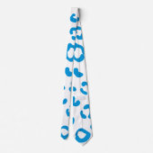 Blue Leopard Print Neck Tie Krawatte (Rückseite)