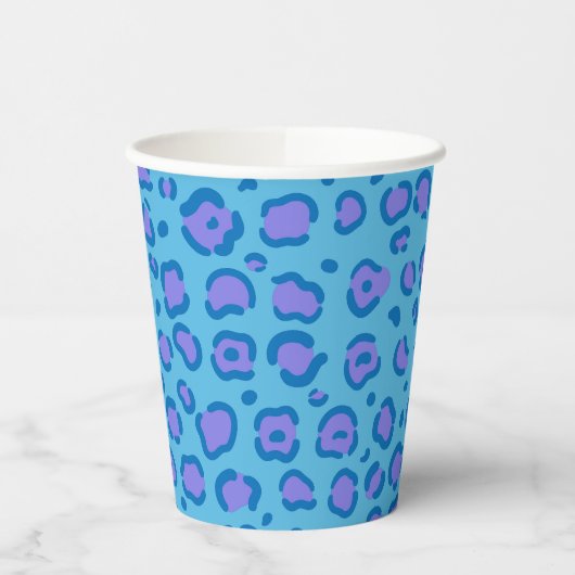 Blue Leopard Print Pappbecher (Links)