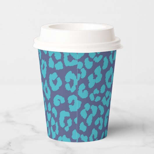 Blue Leopard Print Pappbecher (Rechts)