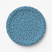 Blue Leopard Print Pappteller (Vorderseite)