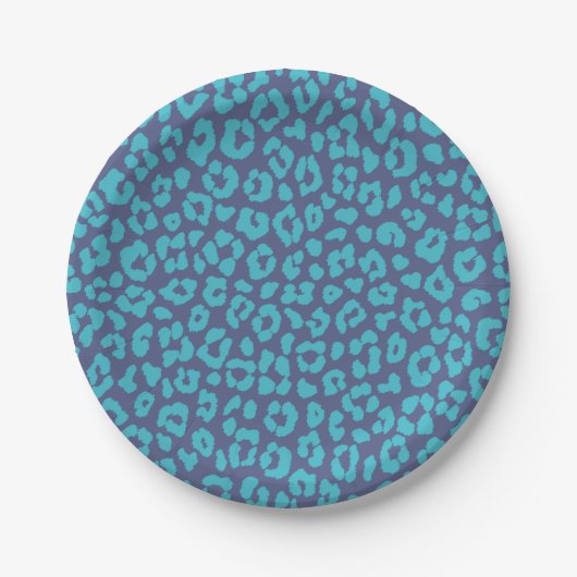 Blue Leopard Print Pappteller (Vorderseite)