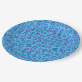 Blue Leopard Print Pappteller (Schrägansicht)