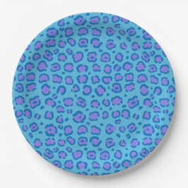Blue Leopard Print Pappteller