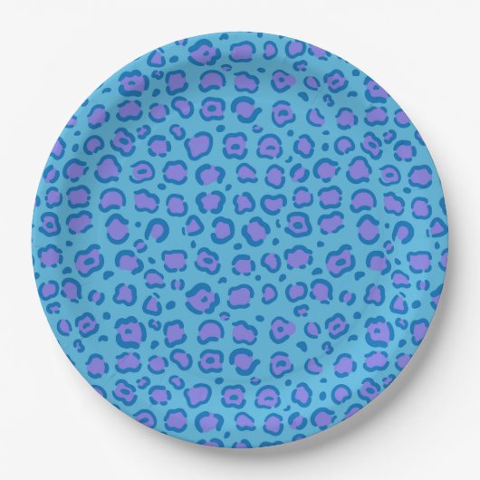 Blue Leopard Print Pappteller (Vorderseite)