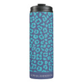 Blue Leopard Print Thermosbecher (Vorderseite)