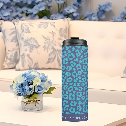 Blue Leopard Print Thermosbecher