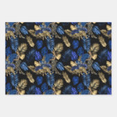 Blue Leopard Print with Gold Tropical Leaves Geschenkpapier Set (Vorderseite 2)