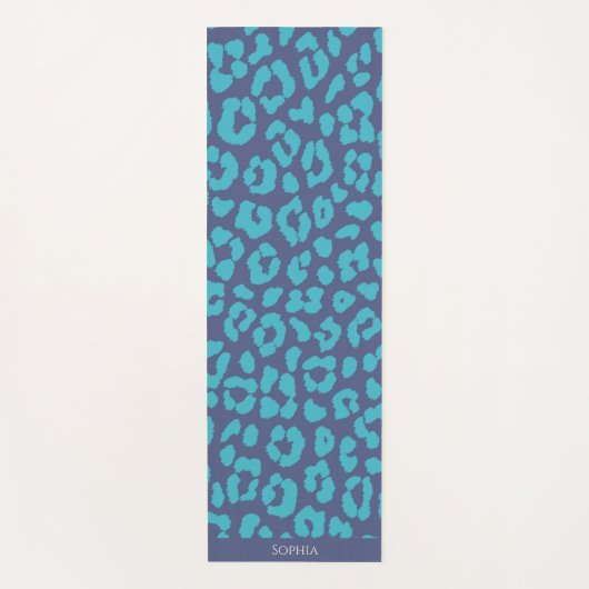 Blue Leopard Print Yogamatte (Vorderseite)