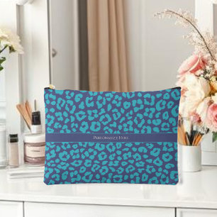 Blue Leopard Print Zubehörtasche