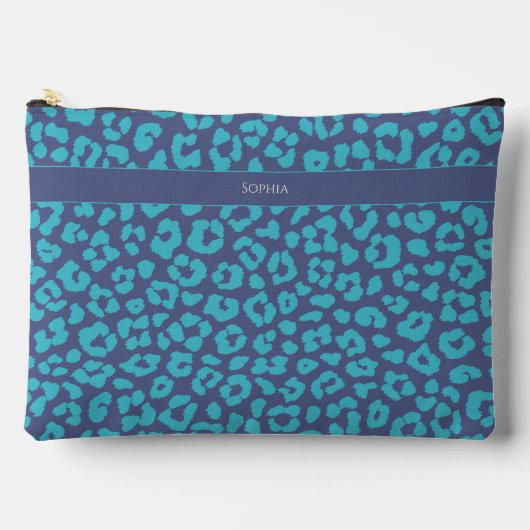 Blue Leopard Print Zubehörtasche (Vorderseite)