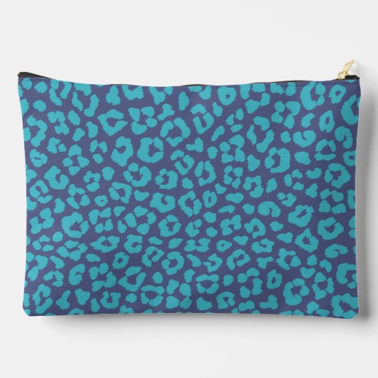 Blue Leopard Print Zubehörtasche (Rückseite)