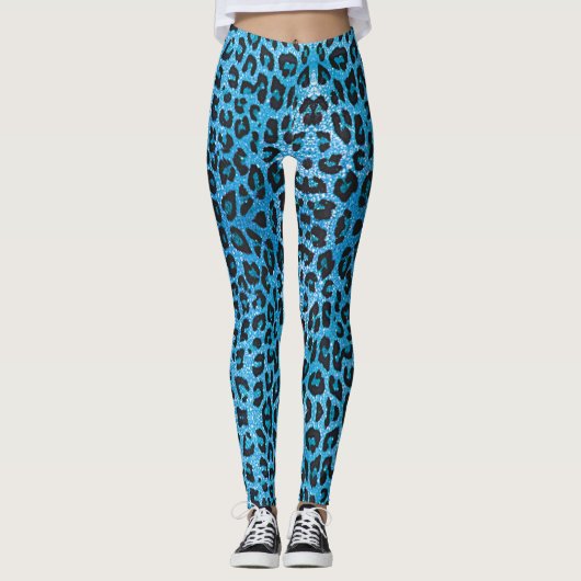 Blue Leopard Sparkle Leggings (Vorderseite)