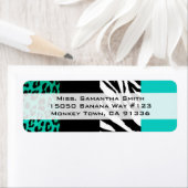 Blue Leopard & Zebra Animal Print Rücksendeadresse (Insitu)