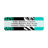 Blue Leopard & Zebra Animal Print Rücksendeadresse (Vorne)