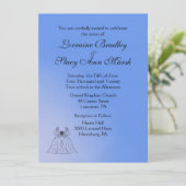 Blue Lesbian Hochzeitseinladung Einladung (Stehend Vorderseite)