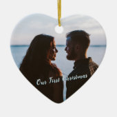 Blue Let it Snow First Christmas Foto Keramik Ornament (Vorne)